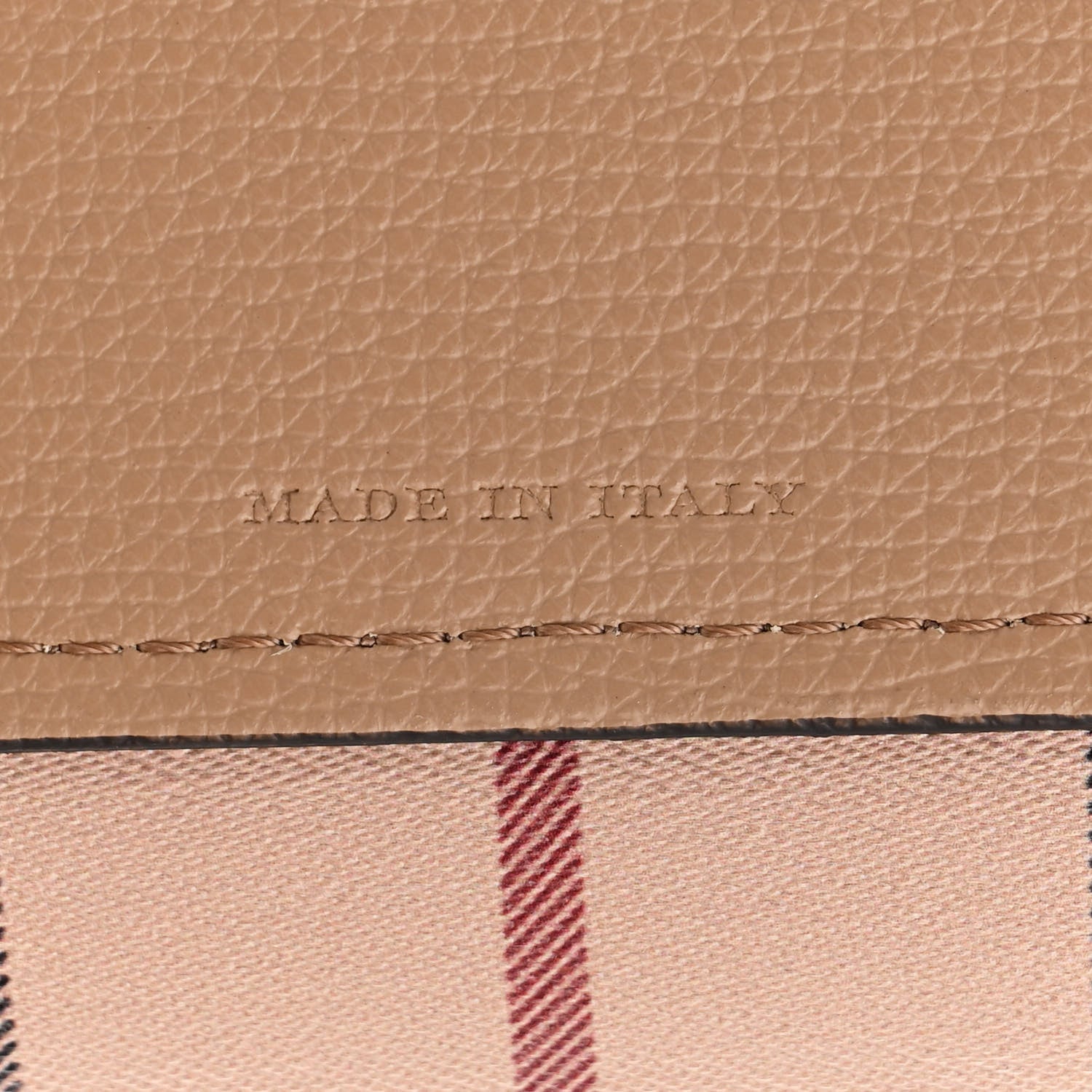 Burberry Grainy Calfskin Haymarket Check Medium Reversible Tote Camel 11 of 19