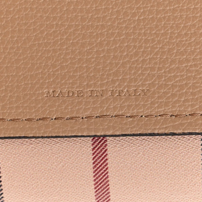 Burberry Grainy Calfskin Haymarket Check Medium Reversible Tote Camel 11 of 19