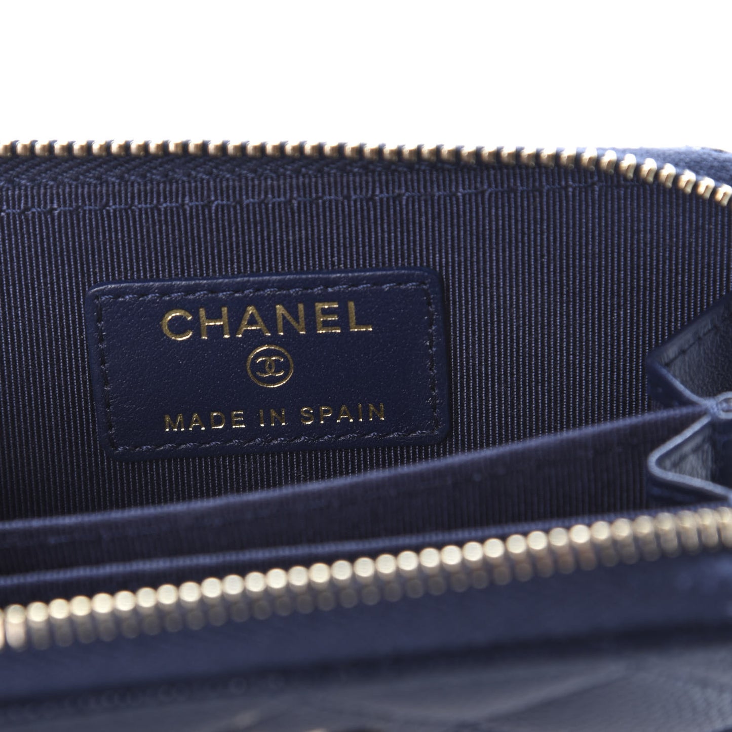 Caviar Quilted Zip Coin Purse Dark Blue
