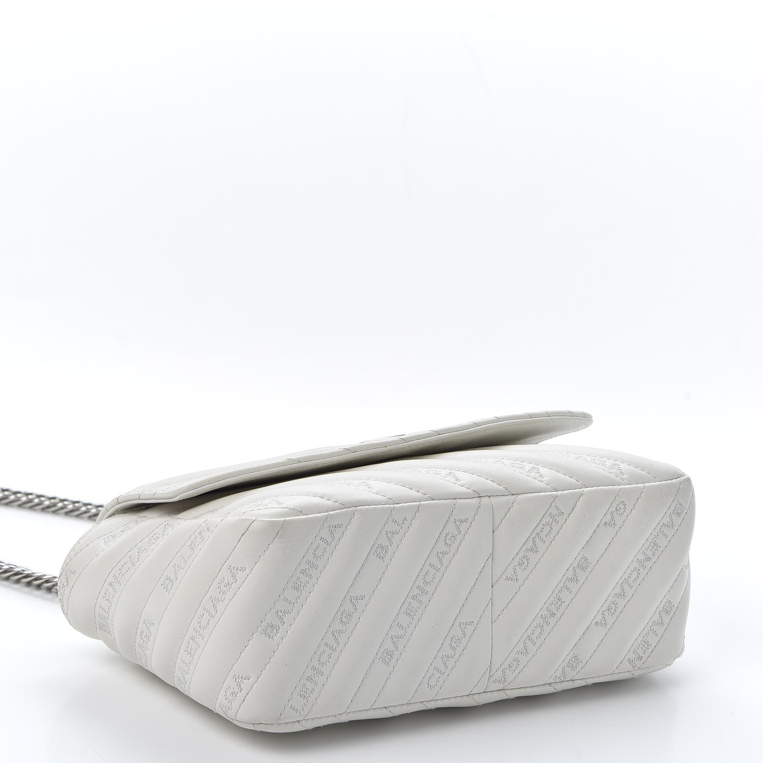 Balenciaga Calfskin Logo Matelasse S BB Round Shoulder Bag White 3 of 9