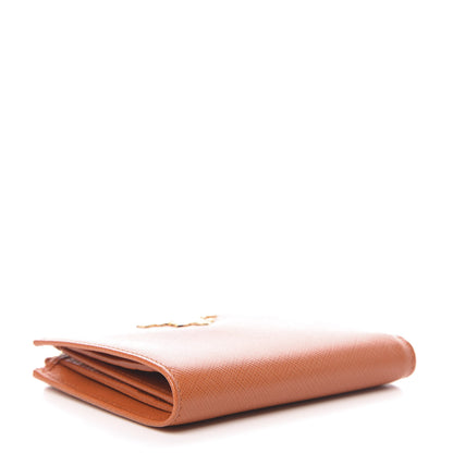 Prada Saffiano Zip Top Compact Wallet Papaya 4 of 7