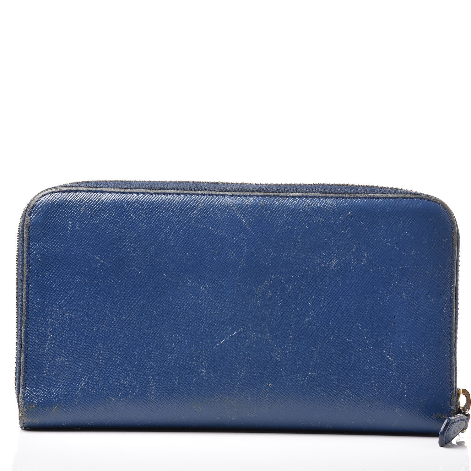 Prada Saffiano Metal Zip Around Wallet Bleuette 13 of 18