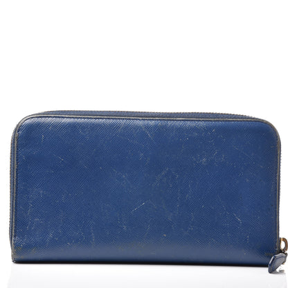 Prada Saffiano Metal Zip Around Wallet Bleuette 13 of 18