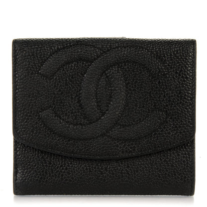Chanel Caviar Timeless CC Compact French Wallet Black 1 of 8