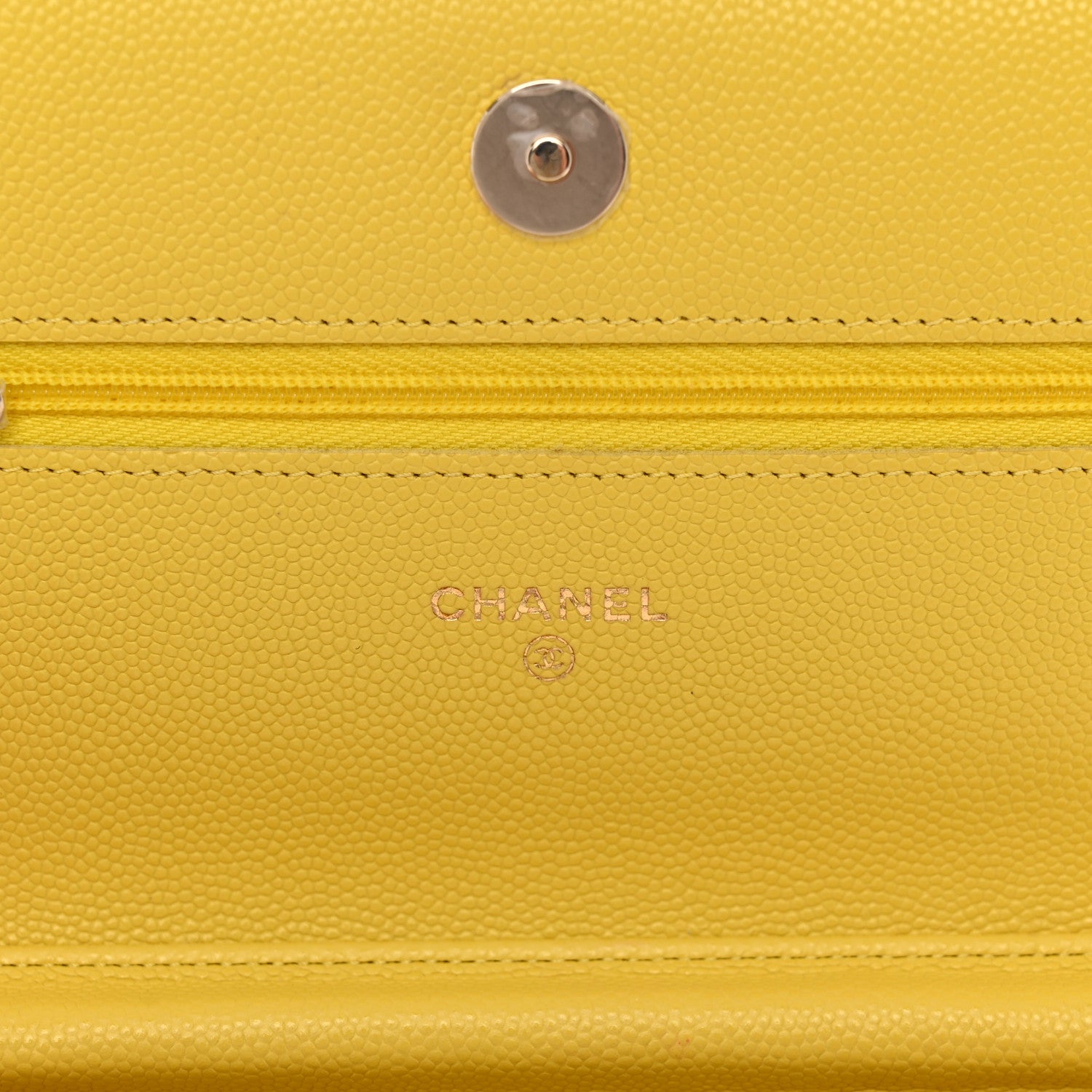 Chanel Caviar Quilted Wallet on Chain WOC Yellow 6 of 12