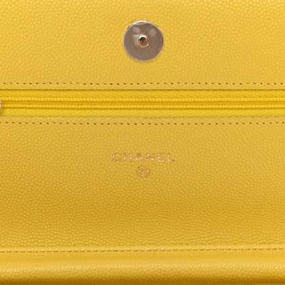 Chanel Caviar Quilted Wallet on Chain WOC Yellow 6 of 12