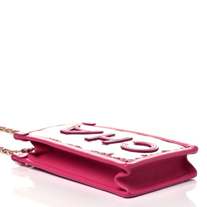 Chanel Tweed PVC Lambskin Clutch With Chain Pink 4 of 9