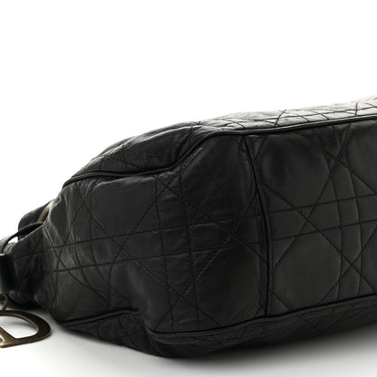 Christian Dior Lambskin Cannage Drawstring Bag Black 9 of 12