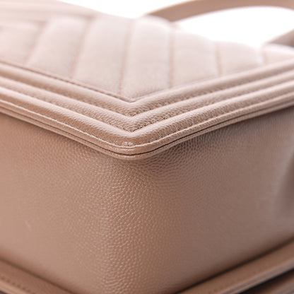 Chanel Caviar Chevron New Medium Boy Flap Dark Beige 10 of 13