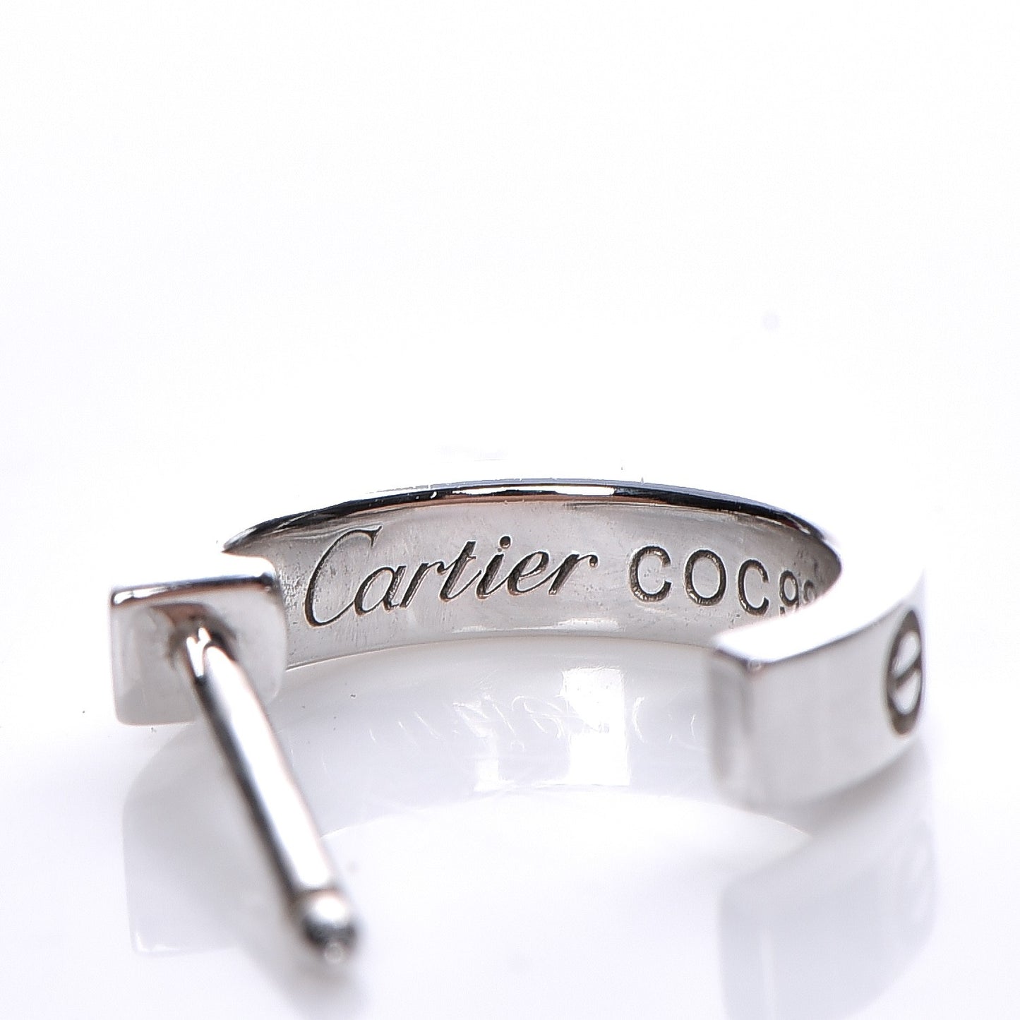 18K White Gold Small LOVE Hoop Earrings