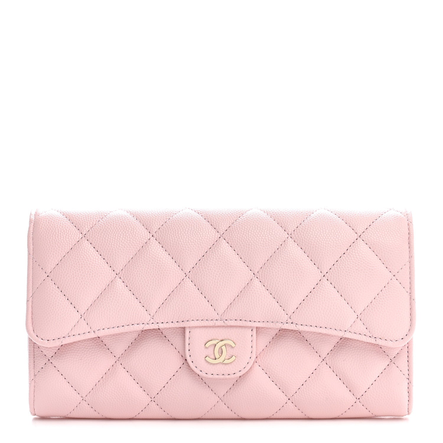 Chanel Caviar Quilted Large Gusset Flap Wallet Light Pink 1 of 10