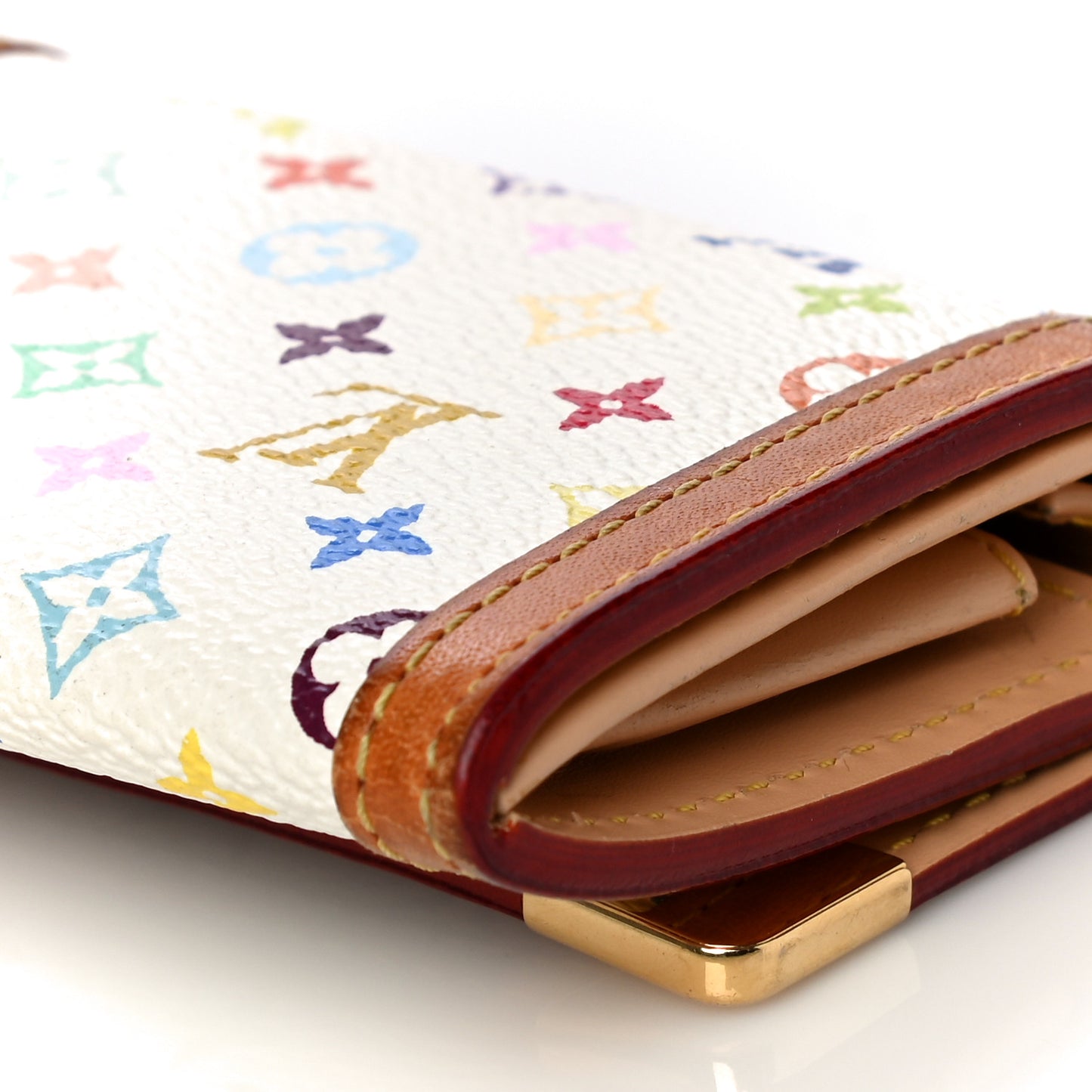 Monogram Multicolor Porte-Monnaie Plat Coin Purse White