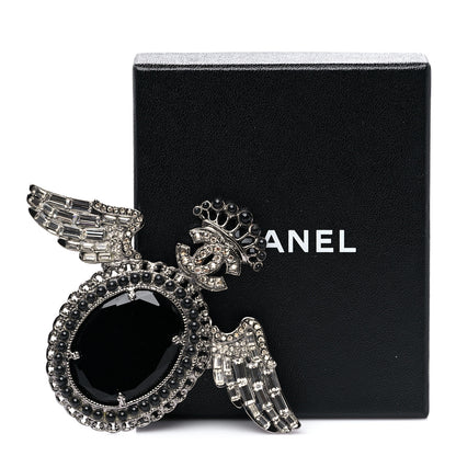 Chanel Baguette Crystal CC Wings Brooch Ruthenium Black 6 of 6