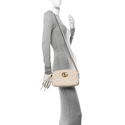 Gucci Calfskin Matelasse Small GG Marmont Chain Shoulder Bag White 2 of 12