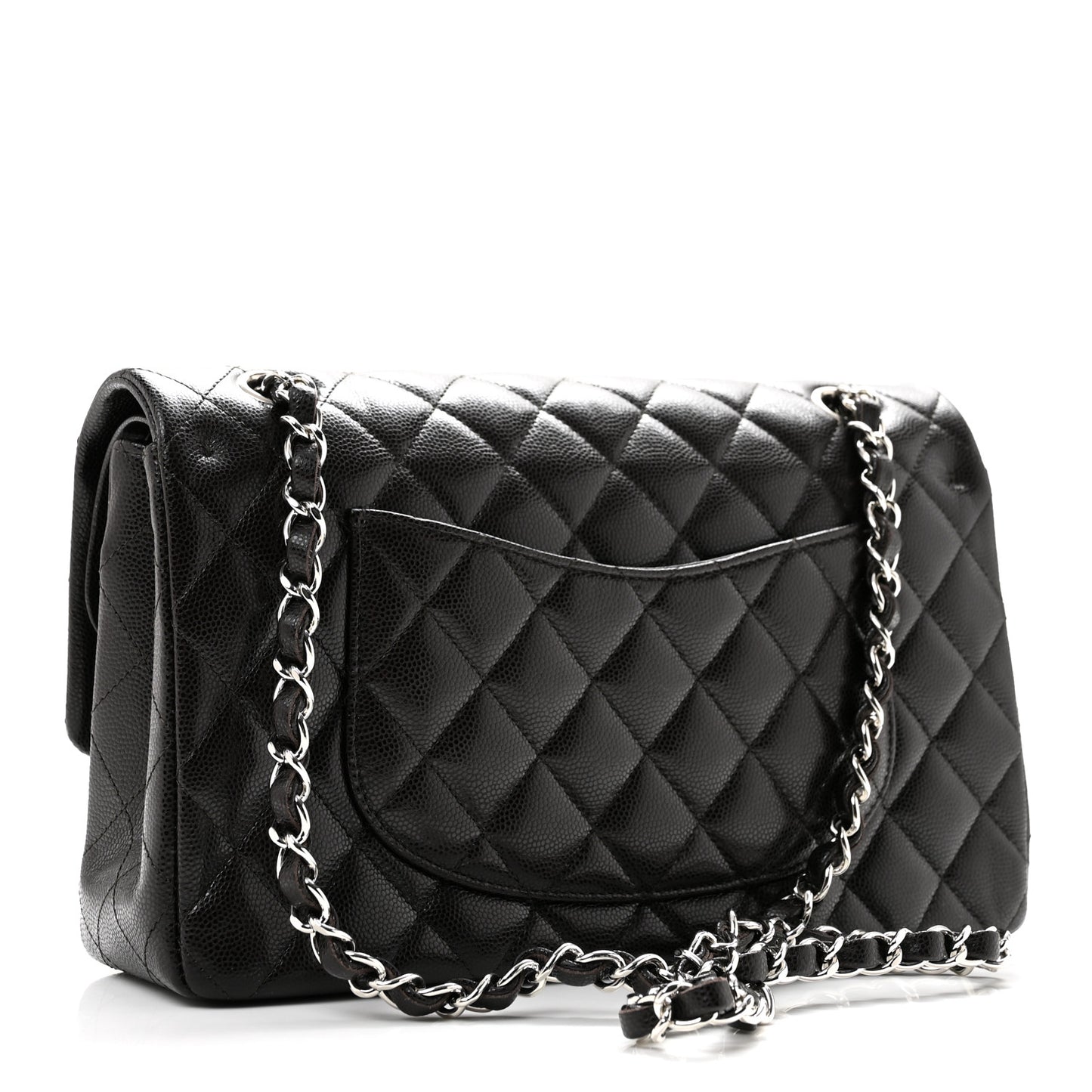 Caviar Quilted Medium Double Flap Brown