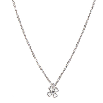 Chanel Gripoix Poured Glass Four Leaf Clover Pendant Necklace Silver 1 of 5