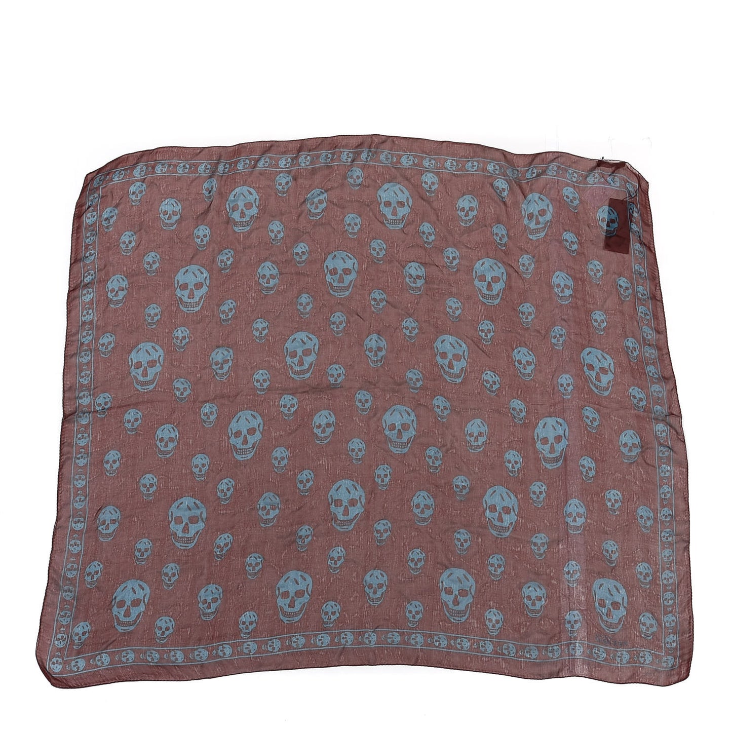 Silk Chiffon Skull Scarf Bordeaux Sky Blue