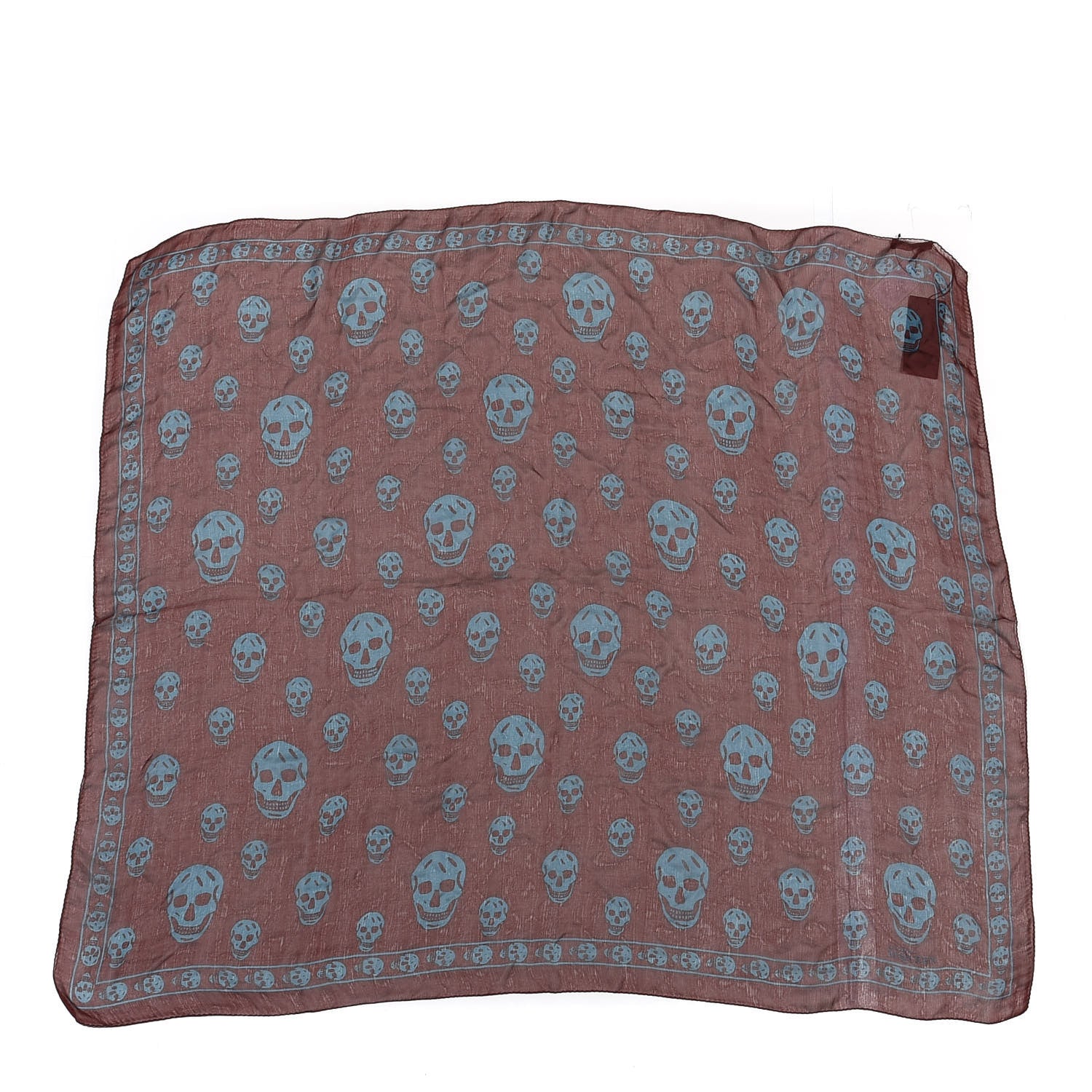 Alexander McQueen Silk Chiffon Skull Scarf Bordeaux Sky Blue 1 of 3