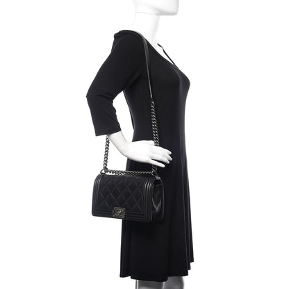 Chanel Calfskin Double Stitch Medium Boy Flap Black 2 of 18