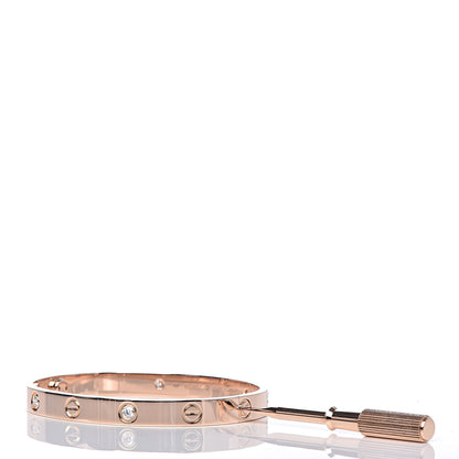 Cartier 18K Pink Gold 4 Diamond LOVE Bracelet 17 4 of 7