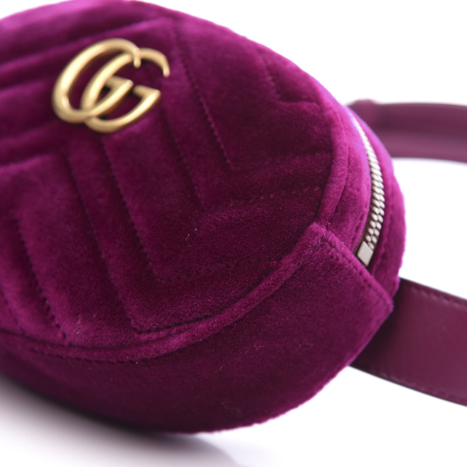 Gucci Velvet Matelasse GG Marmont Belt Bag 85 34 Fuchsia Violet Cyclamen 9 of 11