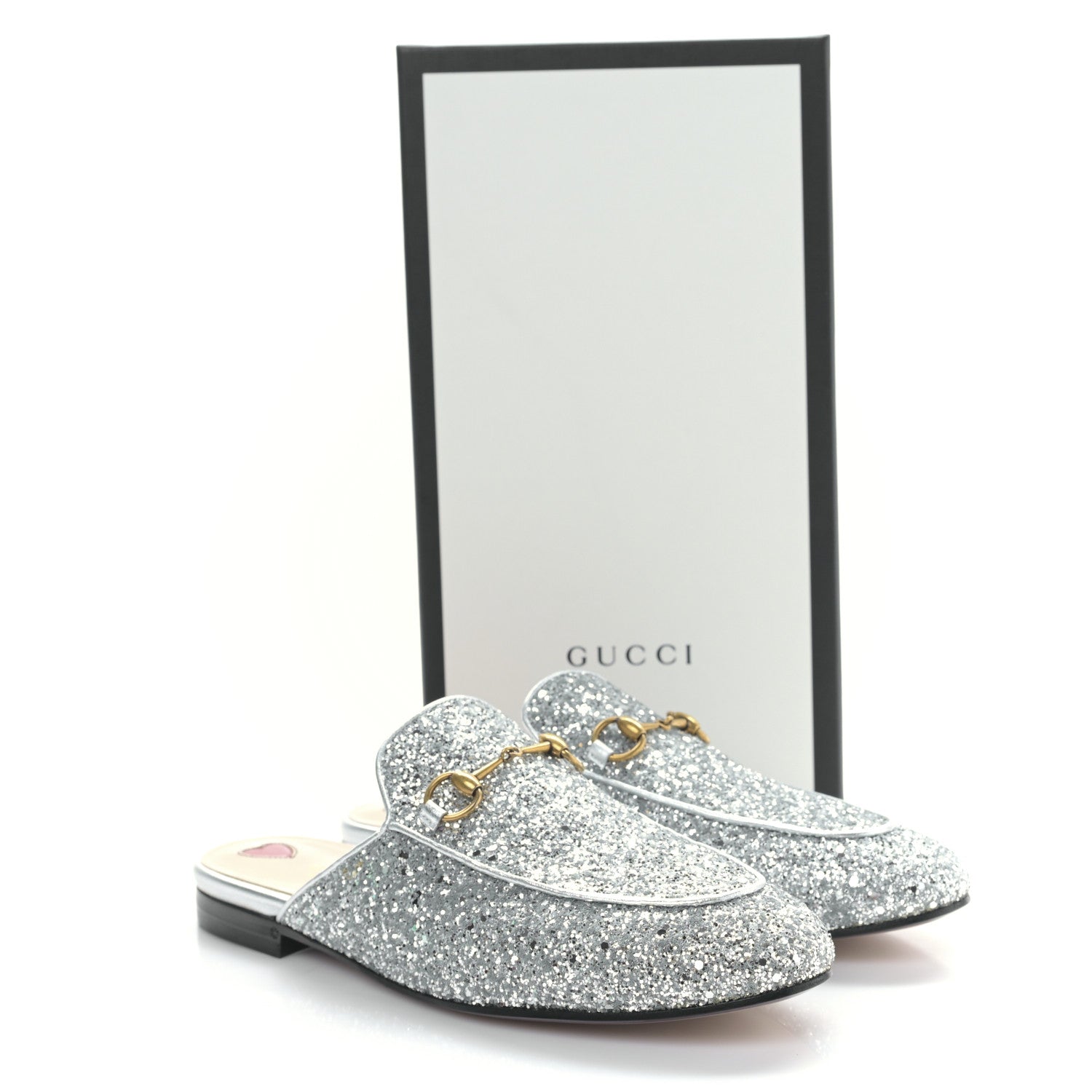 Gucci Glitter Womens Princetown Slippers 39 Silver 9 of 9