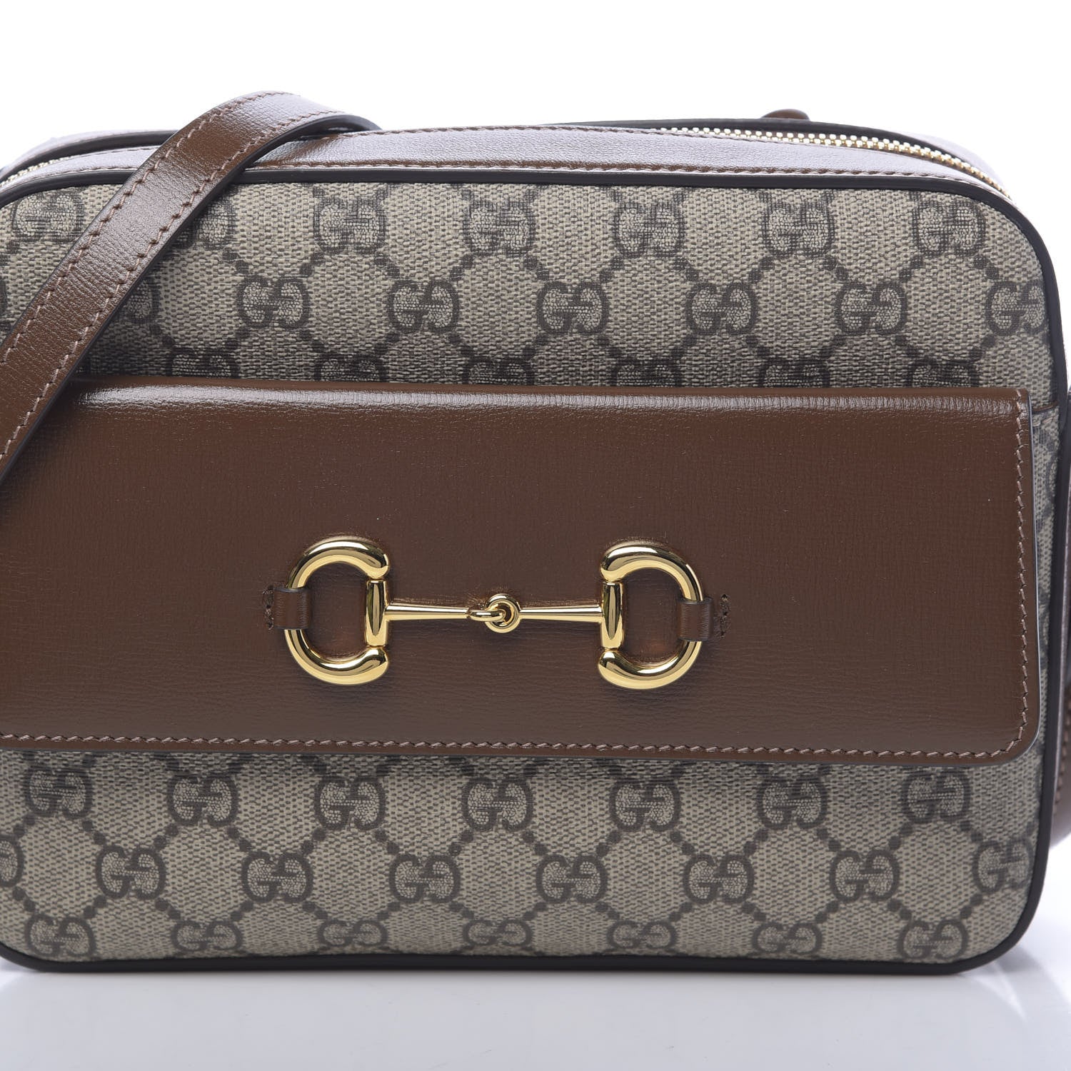Gucci GG Supreme Monogram Small Horsebit 1955 Shoulder Bag Beige Brown Sugar 10 of 11