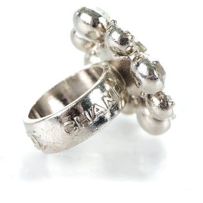Chanel Crystal CC Ring 6.75 Silver 4 of 5