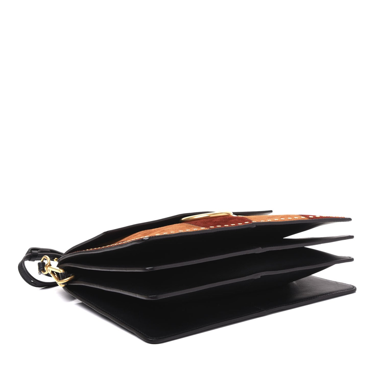 Suede Calfskin Studded Medium Faye Shoulder Bag Black Multicolor