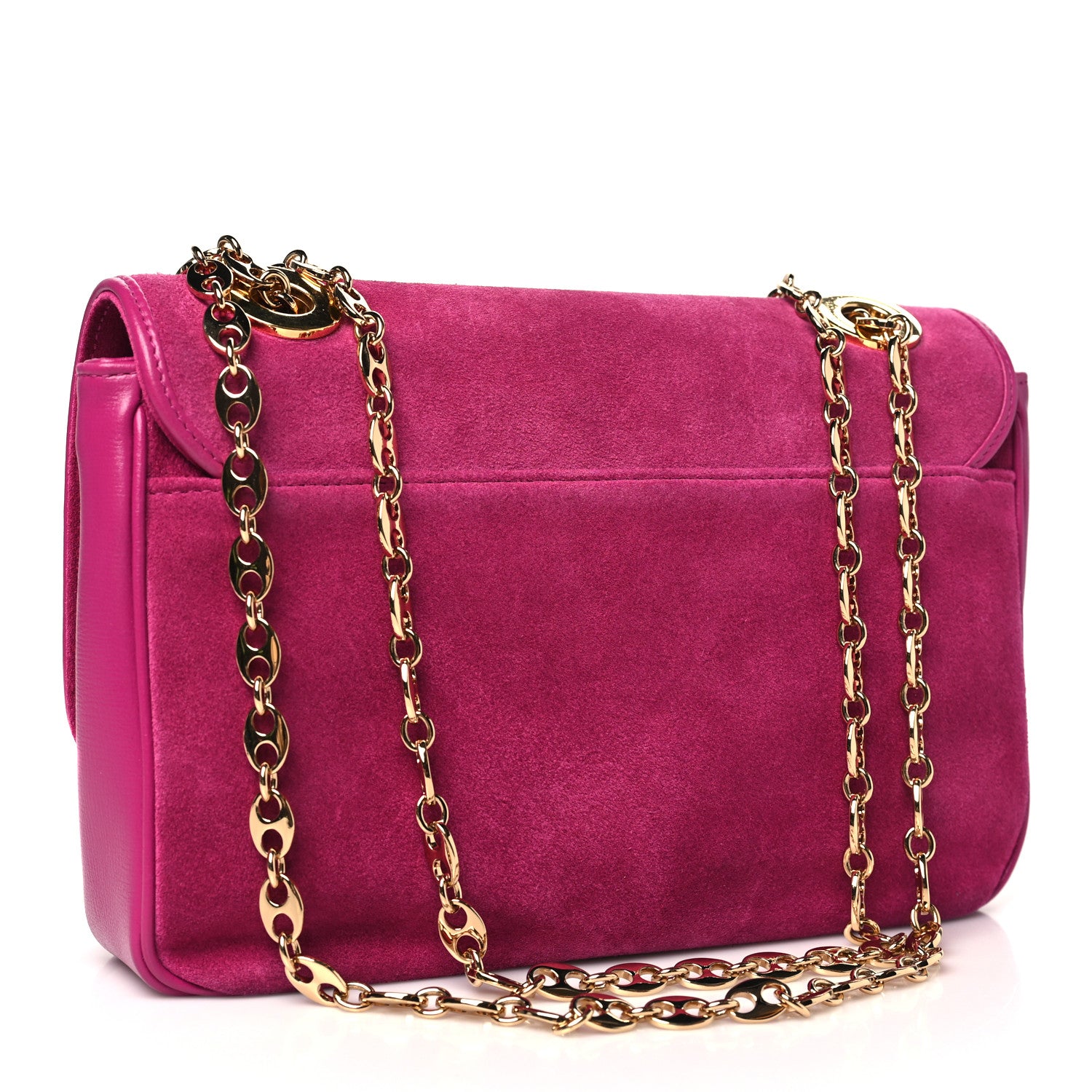 Gucci Suede Azalea Calfskin Small Marina Chain Shoulder Bag Fuchsia 2 of 9