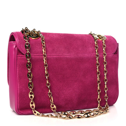 Gucci Suede Azalea Calfskin Small Marina Chain Shoulder Bag Fuchsia 2 of 9