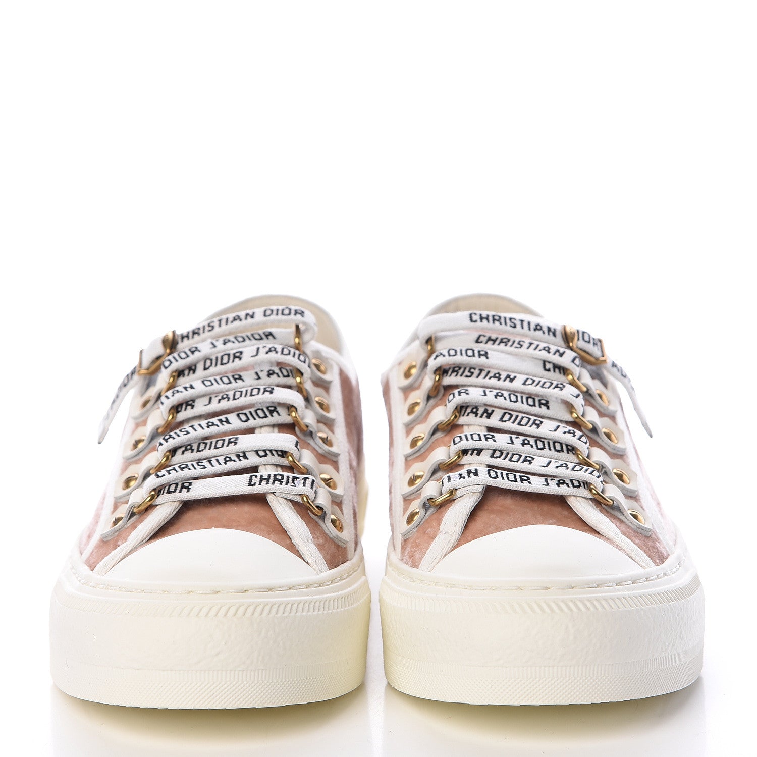 Christian Dior Velvet Walk'N'Dior Low Top Sneakers 35.5 Nude 2 of 8