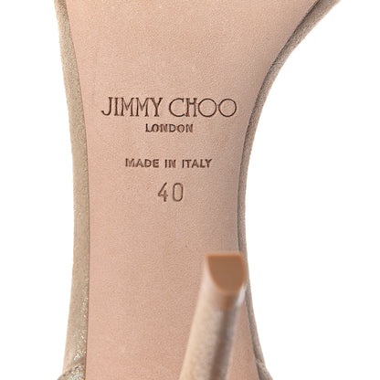 Jimmy Choo Shimmer Suede Viola 110 Pumps 40 Nude 9 of 10