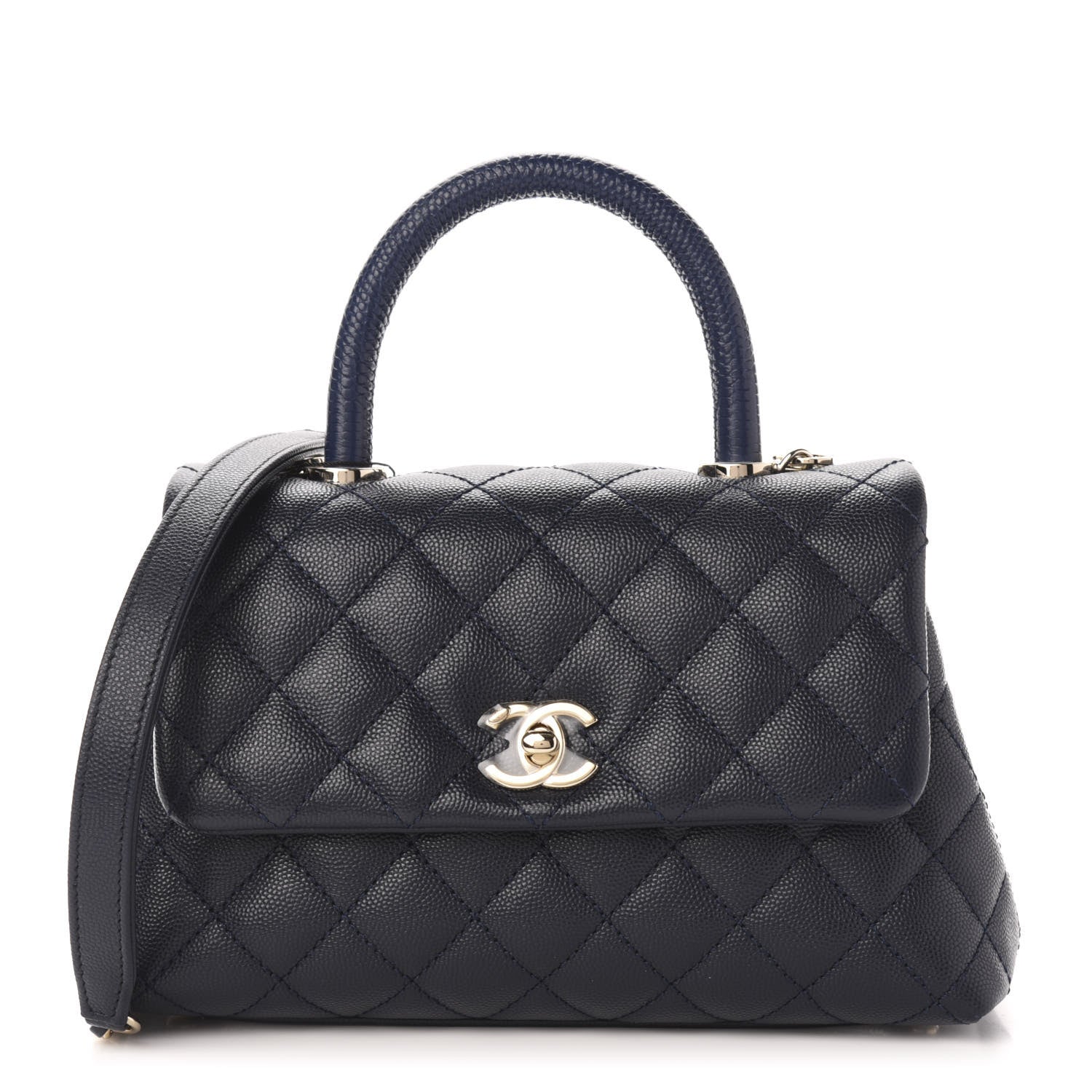 Chanel Caviar Quilted Mini Coco Handle Flap Navy Blue 1 of 10