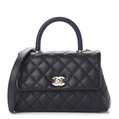 Chanel Caviar Quilted Mini Coco Handle Flap Navy Blue 1 of 10