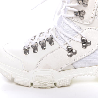 Gucci X SEGA Calfskin Suede Shearling Technical Canvas Womens Flashtrek High-Top Sneakers 37 Great White 7 of 10