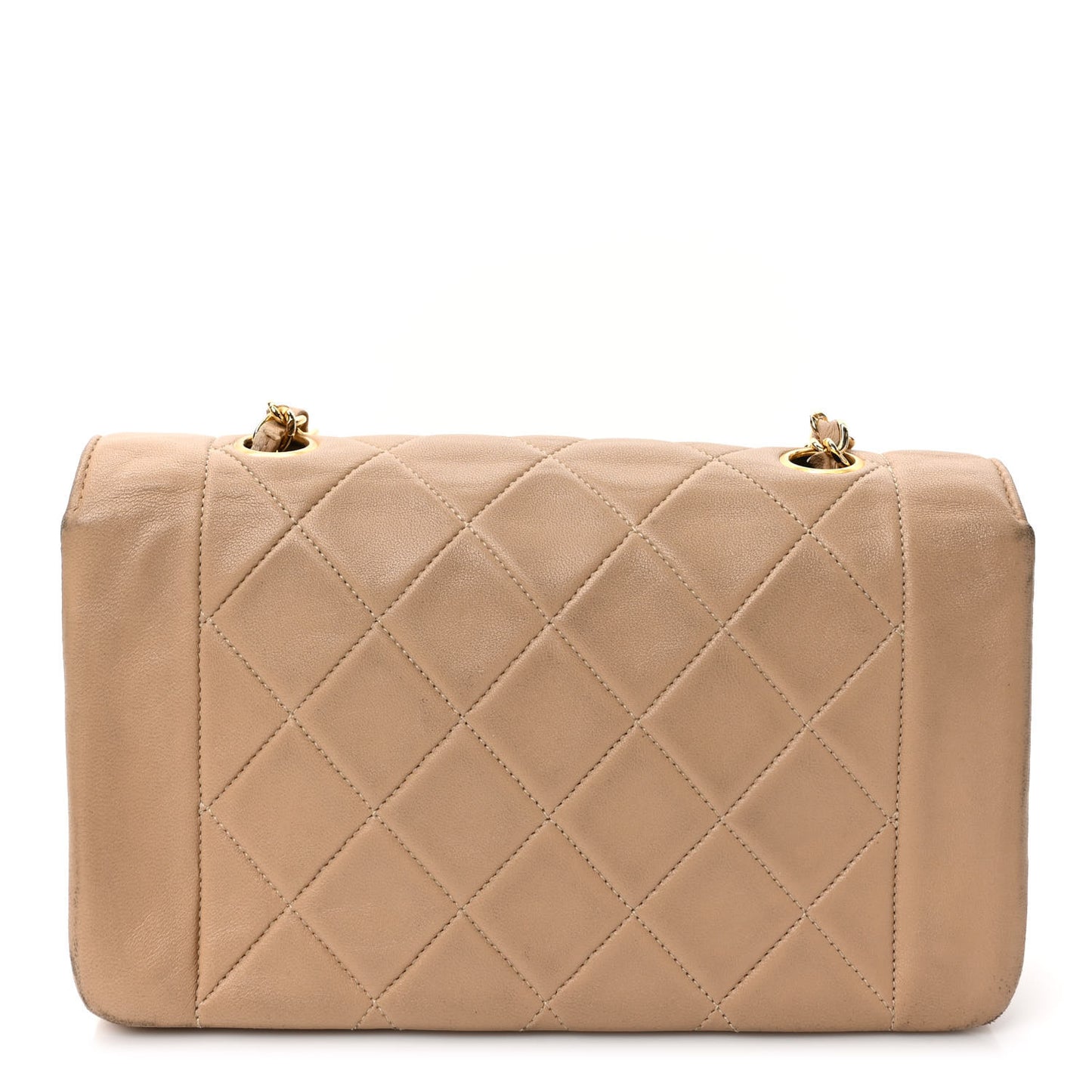 Lambskin Quilted Small Single Flap Beige
