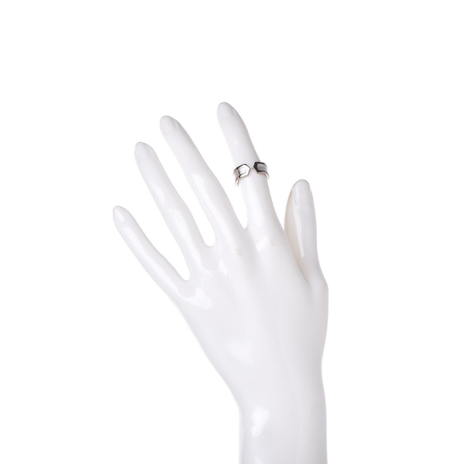 Cartier 18K White Gold 6.5mm C De Ring 47 4 2 of 5
