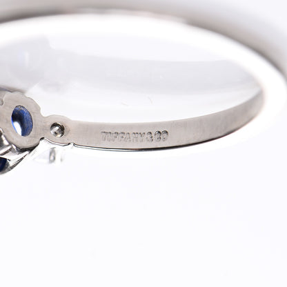 Tiffany Platinum Diamond Blue Sapphire Ring 7 5 of 5