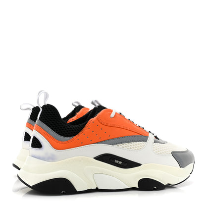 Christian Dior Technical Mesh Calfskin Mens B22 Sneakers 44 White Orange 5 of 10