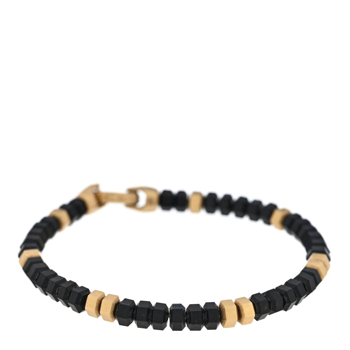 David Yurman 18K Yellow Gold Black Onyx 6mm Hex Bead Bracelet 1 of 3