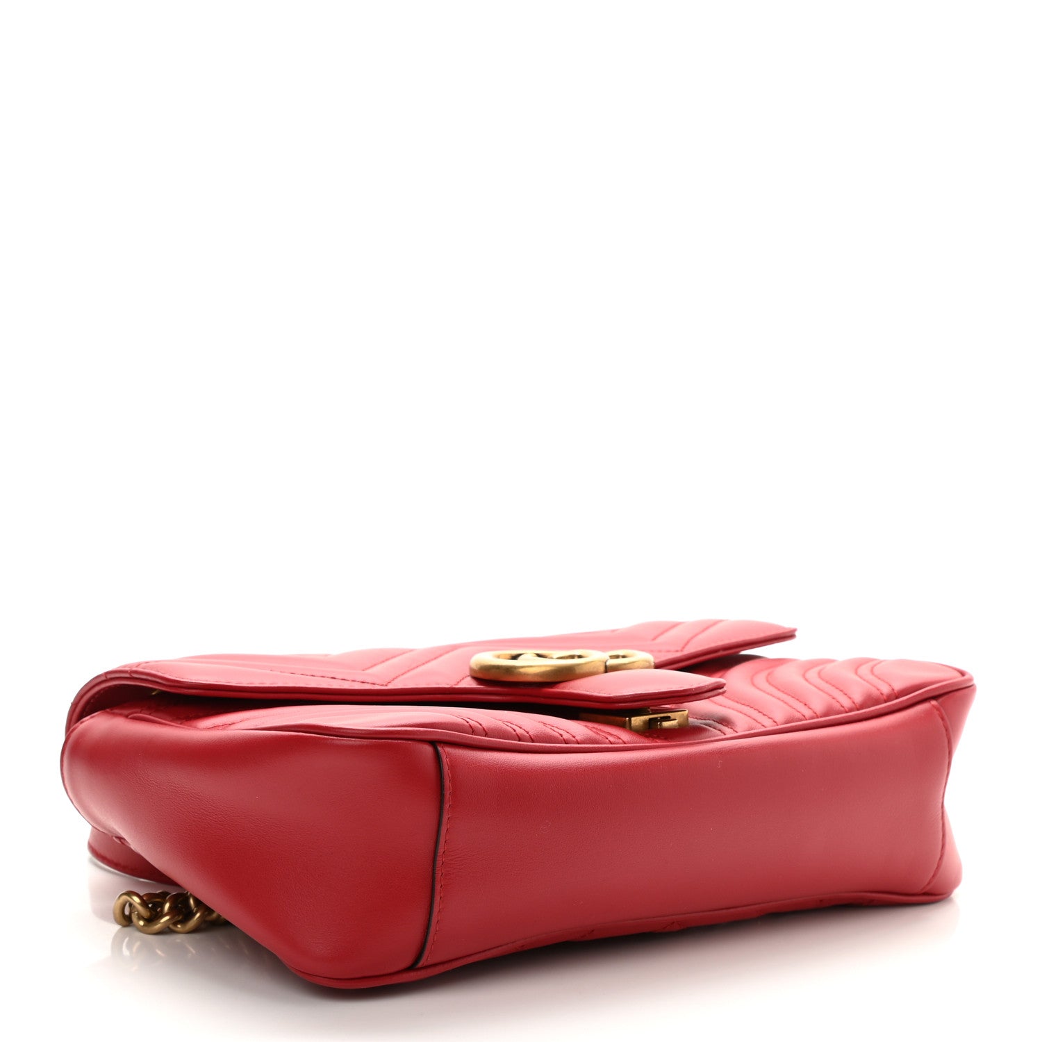 Gucci Calfskin Matelasse Small GG Marmont Shoulder Bag Hibiscus Red 4 of 9