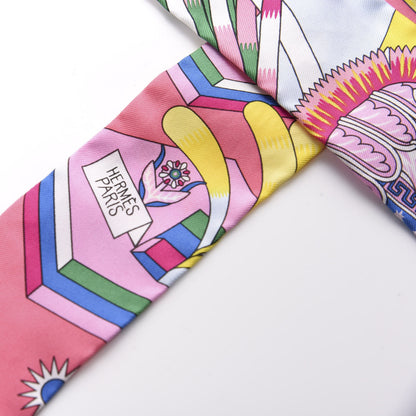 Hermes Silk La Source de Pegase Twilly Rose Vif Jaune Vif 2 of 4