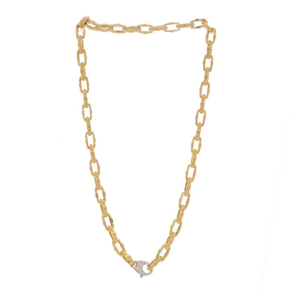 Roberto Coin 18K Yellow White Gold Diamond Appassionata Link Pave Necklace 2 of 6