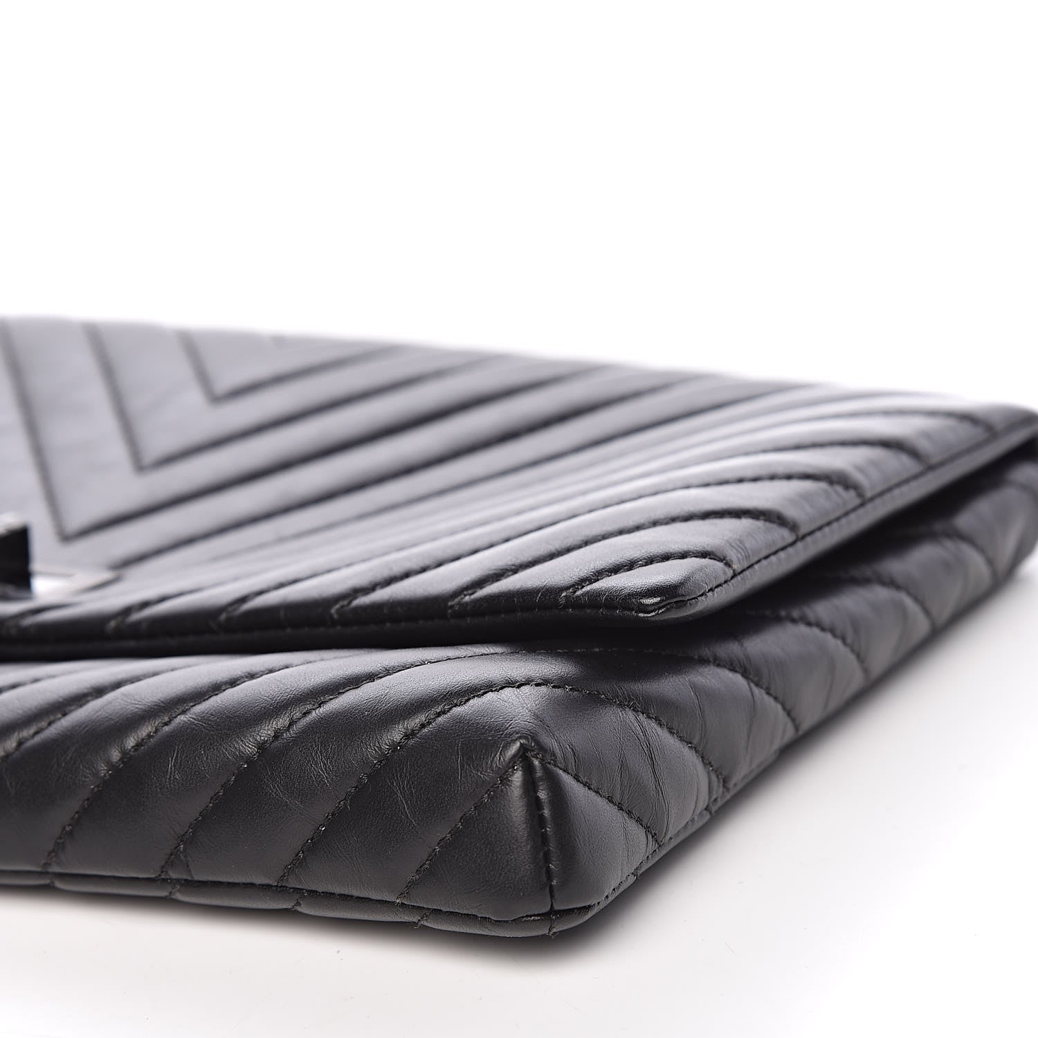 Chanel Aged Calfskin Chevron Quilted Reissue 2.55 Clutch Black 9 of 11