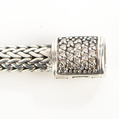 John Hardy Sterling Silver Pave Diamond Extra Small Classic Chain Clasp Bracelet M 3 of 5