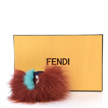 Fendi Fox Mink Rabbit Fur Vitello Dolce Blueminous Monster Bag Bug Charm Rust Turquoise 4 of 4