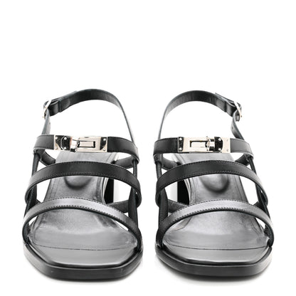 Hermes Calfskin Eve 60 Sandals 40 Black 2 of 7