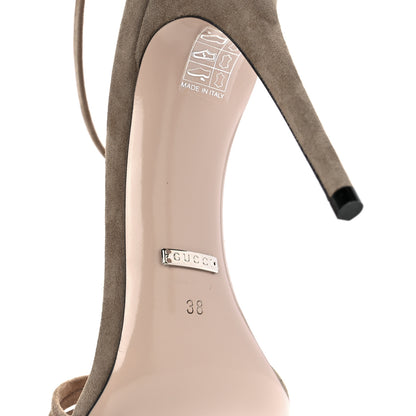 Gucci Suede Crystal Sandals 38 Mud 6 of 9