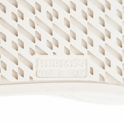 Hermes Swift Nappa Quicker Sneakers 37.5 Blanc Or Rose 6 of 8